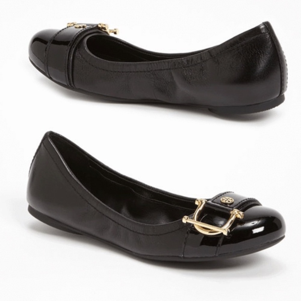 Tory Burch Vintage Y2K Noel Black Patent Leather Ballet Flats Women's Size 8M